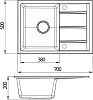 Мойка кухонная Domaci Солерно DMQ-1700.Q морион, 70х50 см, черная, кварцевая, с крылом, российские