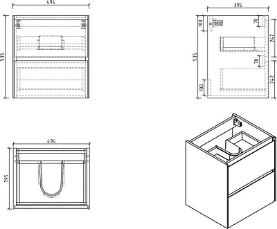 Тумба для комплекта BelBagno Pietra Mini-500-2C-SO-BL Bianco Lucido
