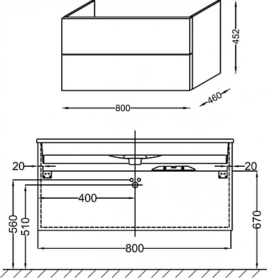Тумба для комплекта 80 см Jacob Delafon Vox EB2078-R2-G92 миндальный блестящий