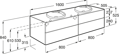 Тумба с раковиной 160 см Roca Beyond 851395806 белая