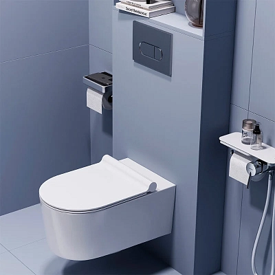 Подвесной унитаз Damixa Eclipse DX31C1738SC, безободковый, крышка-сиденье микролифт, цвет белый
