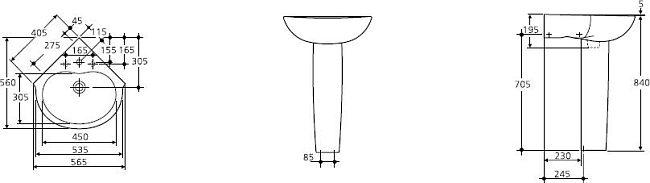 Раковина 56 см Ideal Standard Space E716201