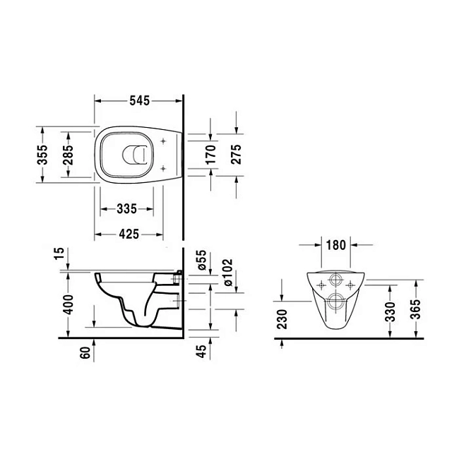 Инсталляция TECE c унитазом Duravit D-Code 45700900A1 (25700900002) подвесной, с вертикальным смывом+0067390000 D-Code крышка-сиденье SoftClose, безободковый