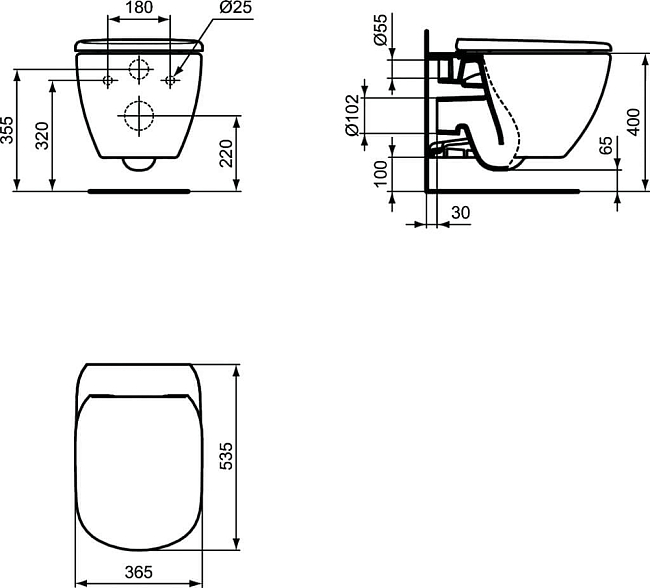 Подвесной унитаз Ideal Standard Tesi T355101