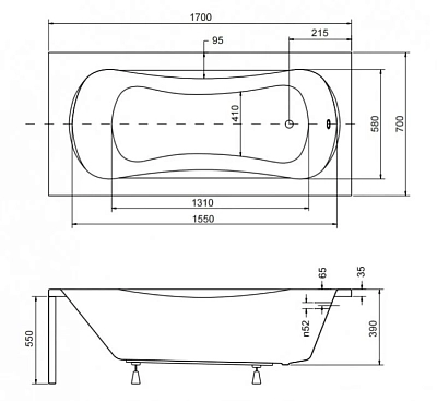 Акриловая ванна Besco Aria 170х70 WAA-170-PU белый