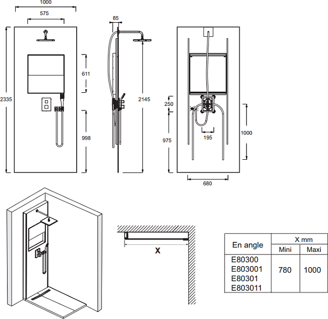 Душевая система Jacob Delafon Ecrin E803011-D36