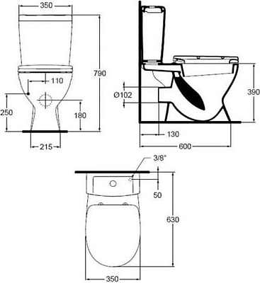Унитаз-компакт Ideal Standard Eurovit V337101 с крышкой-сиденьем микролифт