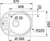 Кухонная мойка 57 см Franke Polar PXL 611-57 101.0443.085, нержавеющая сталь