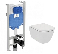 Инсталляция Ideal Standard Prosys 2.0, без кнопки, R046367 с унитазом Ideal Standard i.life B Rimless безободковый c сиденьем микролифт, T461401, комплект, RI461402