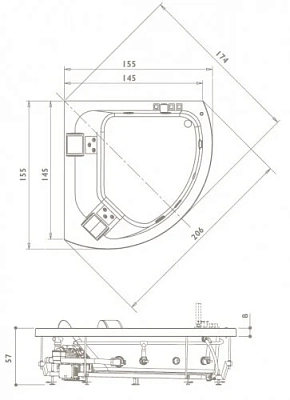 Акриловая ванна Jacuzzi Aquasoul Corner 155х155 9443-695A белый
