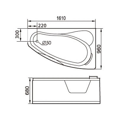 Акриловая ванна Gemy 171х99 G9046 B L белый