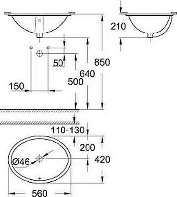 Раковина Grohe Bau Ceramic 39423000 56 см