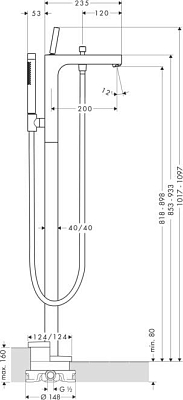 Напольный смеситель для ванны Axor Citterio 39451250, золото