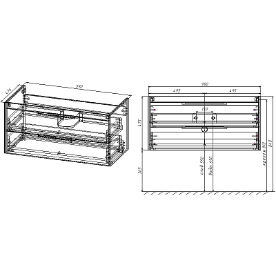 Тумба под раковину Vincea Chiara 2D VMC-2C2100NO 100 см, натуральный дуб N.Oak