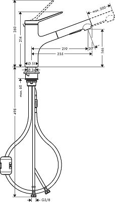 Смеситель для кухни Hansgrohe Zesis M33 150 2jet 74800670, черный матовый