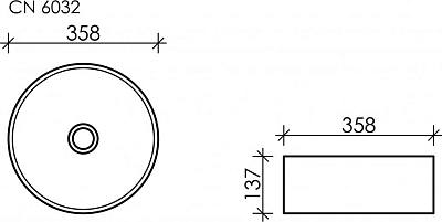 Раковина накладная 36 см Ceramica Nova Element CN6032, белый