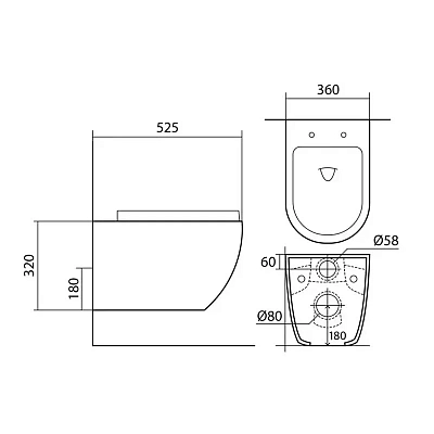 Инсталляция Ideal Standard Prosys Eco Frame M с безободковым унитазом Aquatek Европа E233267/AQ1901-MB, AQ1901-MB, черный матовый, сиденье микролифт