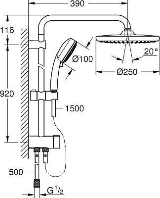 Душевая стойка Grohe Tempesta Cosmopolitan 26675000, хром