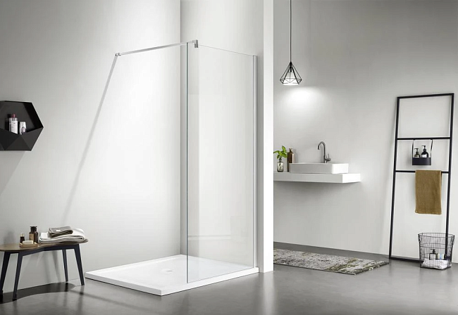 Душевая перегородка Aquatek Walk in 140 AQ WIW 14020CH с держателем, профиль хром, стекло прозрачное