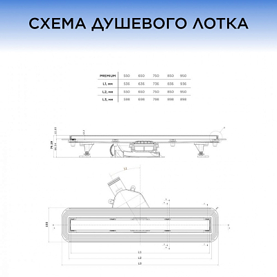 Душевой лоток Bettoserb Premium Line 750 13100005 хром