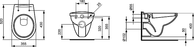 Комплект инсталляция с подвесным унитазом Ideal Standard Ecco с сиденьем микролифт