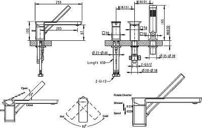 Смеситель на борт ванны Bravat Phillis F556101C-2-ENG, хром