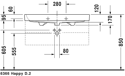 Раковина 100 см Duravit Happy D.2 2318100000