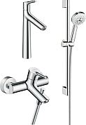 Комплект для ванной Смеситель Hansgrohe Talis S 72400000 + Смеситель Hansgrohe Talis S 72031000 + Душевой гарнитур Hansgrohe Crometta 26650400