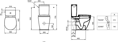 Бачок для унитаза Ideal Standard Connect Cube E797101 подвод сбоку бачка