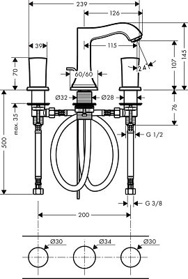 Смеситель для раковины Hansgrohe Metropol Classic 31304090, хром золото