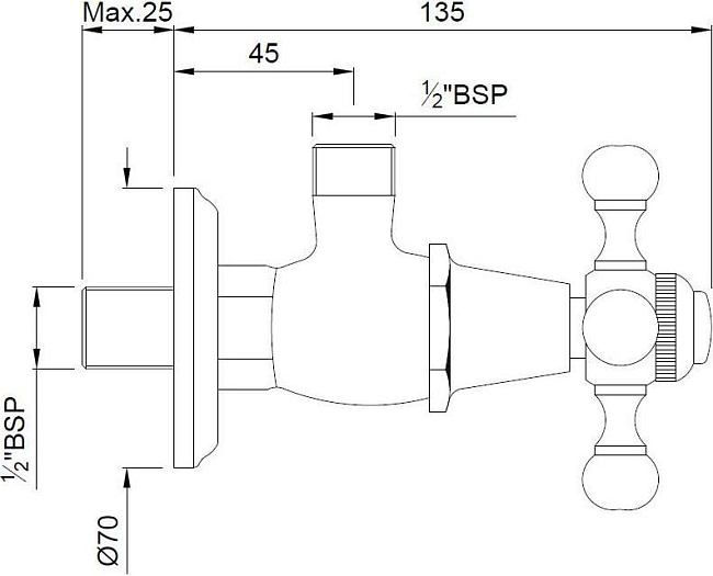 Угловой вентиль QUEEN’S QQT-CHR-7053 с фланцем