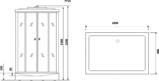 Душевая кабина Niagara Lux 7714W 100x90x220, хром металлик