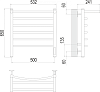 Полотенцесушитель электрический Terminus Классик П6 500x650 4670078531391 с полкой правый, хром