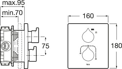 Термостат для душа Roca Insignia 5A2C3ACN0, чёрный