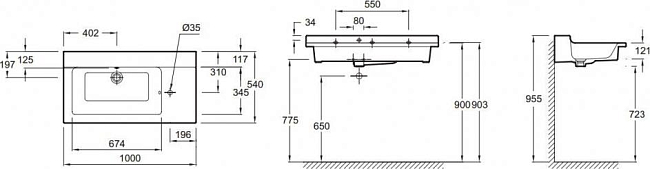 Раковина 100 см Jacob Delafon Soprano EXK122-00