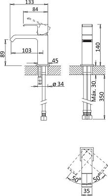 Смеситель для раковины Cezares PORTA-LS1-NOP, чёрный