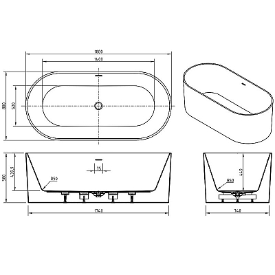 Акриловая ванна BelBagno BB705-1800-800 180x80, белый