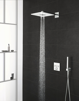 Верхний душ Grohe Rainshower SmartActive Cube 26479LS0 с кронштейном белая луна