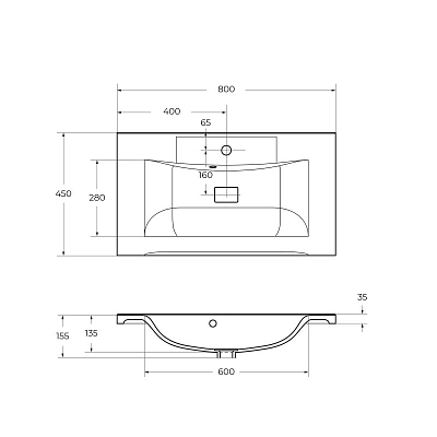 Раковина BelBagno BB800/450-LV-ART-PR-NERO 80 см, черный матовый