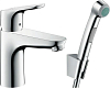 Смеситель для раковины Hansgrohe Focus 31927000 с гигиеническим душем с донным клапаном Push-Open, хром