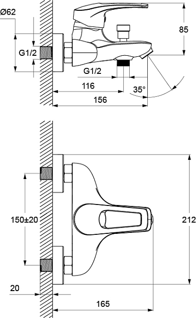 Смеситель для ванны с душем Iddis Carlow Plus CRPSB00i02, хром