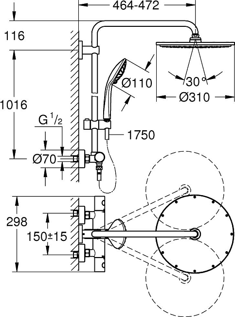 Душевая система Grohe Euphoria System 26075BE0 никель, глянец