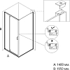 Душевая дверь Creto Astra 140x195 см 121-WTW-140-C-B-6, стекло прозрачное профиль черный