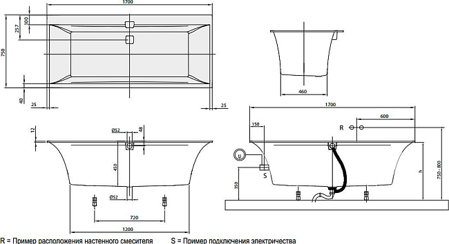 Акриловая ванна Villeroy & Boch Squaro Edge 12 170х75 UBQ170SQE2DV-01 alpin