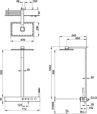 Душевая стойка TOTO Showers Z TBW05401R, хром