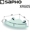 Угловая стеклянная полочка Sapho X-Round XR605 с бортиком, хром