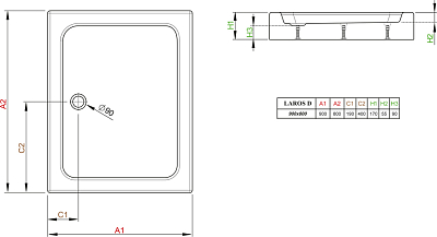 Поддон для душа Radaway Laros D80x90