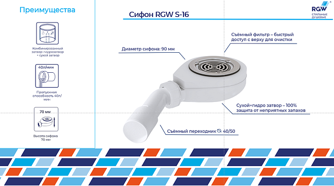 Сифон для душевых поддонов RGW 44241600-01