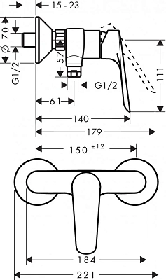 Смеситель для душа Hansgrohe Logis E 71177000/71610000/26532400 хром