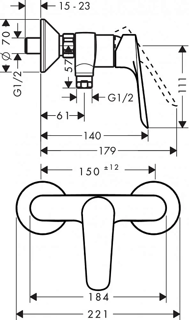 Смеситель для душа Hansgrohe Logis E 71177000/71610000/26532400 хром
